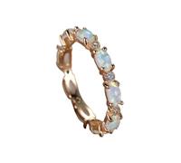 YWeiLiangSan Bague D'éternité Opale Glow - Pierre Ovale Colorée, Empilable, Idéale pour Les Femmes et Les Amies (Gold white,7)