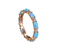 YWeiLiangSan Bague D'éternité Opale Glow - Pierre Ovale Colorée, Empilable, Idéale pour Les Femmes et Les Amies (Gold blue,12)