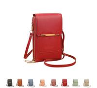 YWeiLiangSan Sac Bandoulière Tactile Avec Fenêtre Tactile et Bandoulière Ajustable (Red,Medium)