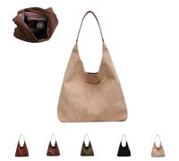 YWeiLiangSan Sacs Hobo Amples, Sac à Main à Bandoulière, Sac à Bandoulière en Croissant en Daim pour Femmes (One Size,Beige)