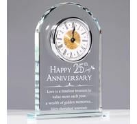 YWHL Horloge en Verre pour 25e Anniversaire de Mariage pour Couple, Cadeau Souvenir de 25 Ans pour Mari/Femme, Horloge en Verre décorative pour 25 Ans pour Mariage (Piles Non incluses)