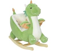 YWJ Balançoire pour bébés en peluche avec base en bois et son de dragon pour enfants de 18 à 36 mois couleur verte