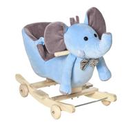 YWJ Cheval Bascule Roulettes Éléphant Bébé +18 Mois Musiques Jouet Éducatif 60x35x45cm Bleu