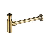 YWJFSA Doré Siphon Lavabo avec Ouverture Nettoyage,Anti-Odeurs,Hauteur Réglable,Kit de Siphon de Vidange Laiton Siphon de Lavabo avec Extra Tube,1 1/4"