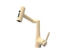 YWJFSA Mitigeur Cuisine Rabattable eau Chaude et Froide Monocommande Robinet Salle Bain avec 4 Modes de Jet Pivotant à 360° pour Cuisine et Salle de Bain,Blanc