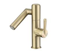 YWJFSA Mitigeur Cuisine Rabattable eau Chaude et Froide Robinet Salle Bain avec 2 Modes de Jet Réglable en Hauteur Pivotant à 360°,Or Brossé