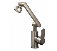 YWJFSA Mitigeur Cuisine Rabattable Hauteur Réglable Robinet Evier en Acier Inoxydable avec 2 Modes de Pulvérisation Robinet Pivotant Salle de Bain,Gris Pistolet