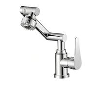 YWJFSA Mitigeur Cuisine Rabattable Pivotant à 360° Robinet Monocommande avec 2 Modes de Pulvérisation Mitigeur Salle de Bain Haut Hauteur Réglable,Argent