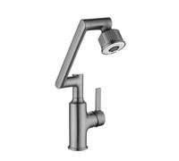 YWJFSA Mitigeur Cuisine Rabattable Robinet Salle Bain avec 6 Modes de Jet Réglable en Hauteur Froid et Chaud Pivotant à 360° Laiton,Gris