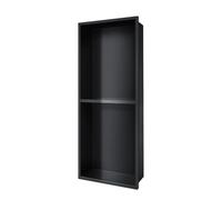 YWJFSA Niche de Douche en Acier Inoxydable 70 × 28cm Double Étagère,Scellée Étanche, Alcôve de Douche pour Le Rangement de La Salle de Bain,Noir
