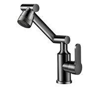 YWJFSA Robinet Cuisine Rabattable Acier Inoxydable Mitigeur Évier à Poignée Unique avec 2 Types de Jets Robinet Salle de Bain Réglable en Hauteur,Gris