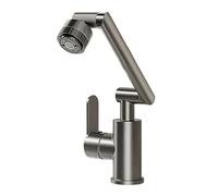 YWJFSA Robinet Cuisine Rabattable Acier Inoxydable Robinets à Bras Robotique avec 4 Types de Jets Mitigeur Évier à Poignée Unique Réglable en Hauteur,Gris
