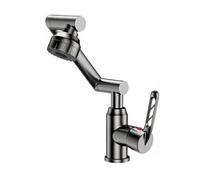 YWJFSA Robinet Cuisine Rabattable Eau Chaude et Froide Robinet Cuisine Sous Fenetre Réglable en Hauteur et 2 Modes de Pulvérisation Laiton,Gris