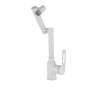 YWJFSA Robinet Cuisine Rabattable Eau Chaude et Froide Robinet Salle Bain avec 2 Types de Jets Pivotant à 360° Acier Inoxydable,Blanc