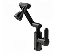 YWJFSA Robinet Cuisine Rabattable Évier de Cuisine en Acier Inoxydable avec 3 Modes de Jet Mitigeur Évier à Poignée Unique Hauteur Réglable,Noir