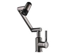 YWJFSA Robinet Cuisine Rabattable Évier de Cuisine en Acier Inoxydable avec 4 Modes de Jet Robinets à Bras Robotique Hauteur Réglable Monocommande,Gris