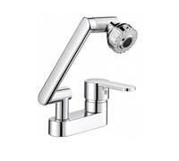 YWJFSA Robinet Cuisine Rabattable Laiton Eau Chaude et Froide Robinet Cuisine Sous Fenetre Réglable en Hauteur et 2 Modes de Pulvérisation,Argent