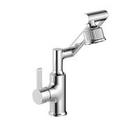 YWJFSA Robinet Cuisine Rabattable Laiton Hauteur Réglable avec 6 Modes de Jet Mitigeur Évier à Poignée Unique Hauteur Réglable,Argent
