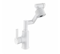 YWJFSA Robinet Cuisine Rabattable Laiton Hauteur Réglable avec 6 Modes de Jet Mitigeur Évier à Poignée Unique Hauteur Réglable,Blanc