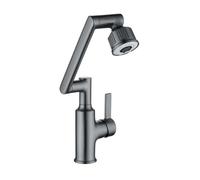 YWJFSA Robinet Cuisine Rabattable Laiton Hauteur Réglable avec 6 Modes de Jet Mitigeur Évier à Poignée Unique Hauteur Réglable,Gris Pistolet