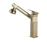 YWJFSA Robinet Cuisine Rabattable Mitigeur Cuisine Acier Inoxydable,Réglable en Hauteur 2 Modes de Jet Froid et Chaud,Or Brossé