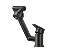 YWJFSA Robinet Cuisine Rabattable Mitigeur Évier à Poignée Unique avec 2 Types de Jets Robinets Salle Bain Réglable en Hauteur Laiton,Noir