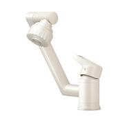 YWJFSA Robinet Cuisine Rabattable Mitigeur Évier à Poignée Unique avec 2 Types de Jets Robinets Salle Bain Réglable en Hauteur Laiton,Blanc