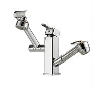 YWJFSA Robinet Cuisine Rabattable Mitigeur Évier à Poignée Unique avec 2 Types de Jets Robinets Salle Bain Réglable en Hauteur,Argent