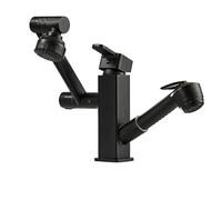 YWJFSA Robinet Cuisine Rabattable Mitigeur Évier à Poignée Unique avec 2 Types de Jets Robinets Salle Bain Réglable en Hauteur,Noir