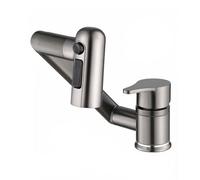 YWJFSA Robinet Cuisine Rabattable Monocommande Robinets à Bras Robotique avec 3 Modes de Jet Robinet Pivotant Cuisine Hauteur Réglable Acier Inoxydable,Gris Pistolet