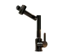YWJFSA Robinet Cuisine Rabattable Pivotant à 360° Robinet à Bras Articulé avec 2 Modes de Jet Mitigeur Monocommande Cuisine Réglable en Hauteur Laiton, Noir