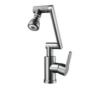 YWJFSA Robinet Cuisine Rabattable Robinet à Bras Articulé avec 3 Modes de Jet Mitigeur Monotrou Lavabo Réglable en Hauteur Monocommande, Gris Pistolet