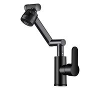 YWJFSA Robinet Cuisine Rabattable Robinet à Une Poignée avec 2 Modes de Jet Robinets Eau Froide Réglable en Hauteur Pivotant à 360° Laiton,Noir
