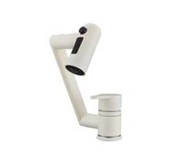 YWJFSA Robinet Cuisine Rabattable Robinet Cuisine Inoxydable avec 3 Modes de Jet Réglable en Hauteur pour Cuisine et Salle de Bain Pivotant à 360°,Blanc