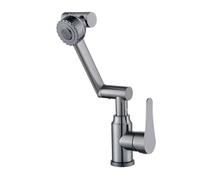 YWJFSA Robinet Cuisine Rabattable Robinet Pivotant à 360 avec 4 Types de Jets Réglable en Hauteur,Eau Chaude et Froide Acier Inoxydable,Gris