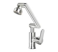 YWJFSA Robinet Cuisine Rabattable Robinets à Bras Robotique avec 2 Types de Jets Robinet D'Évier en Acier Inoxydable Réglable en Hauteur,Argent