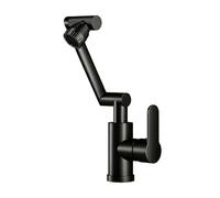 YWJFSA Robinet Cuisine Rabattable Robinets à Bras Robotique avec 3 Types de Jets Mitigeur Salle de Bain Haut Réglable en Hauteur Monocommande,Noir