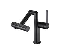 YWJFSA Robinet Cuisine Rabattable Robinets à Bras Robotiques avec 4 Modes de Jet Mitigeur Monocommande Hauteur Réglable Laiton,Noir