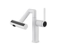 YWJFSA Robinet Cuisine Rabattable Robinets à Bras Robotiques avec 4 Modes de Jet Mitigeur Monocommande Hauteur Réglable Laiton,Blanc