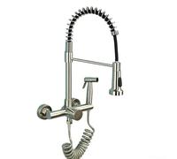 YWJFSA Robinet Mural Cuisine à Double Bec Pivotant 360°,2 Modes Pulvérisation,Douchette Abaissée Col De Cygne Robinet