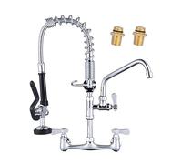 YWJFSA Robinet Mural Cuisine à Double Bec Pivotant 360° Douchette Abaissée Robinetterie à Ressort Mitigeur Cuisine