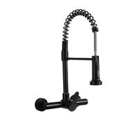 YWJFSA Robinet Mural Cuisine avec 2 Modes D'Écoulement,Douchette Abaissée Pivotant 360° à Arc Élevé Robinetterie à Ressort Mitigeur Cuisine