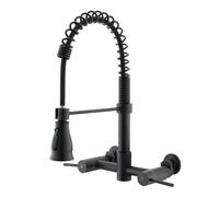 YWJFSA Robinet Mural Cuisine avec 3 Modes D'Écoulement Pivotant 360° Douchette Abaissée Robinetterie à Ressort Mitigeur Cuisine,Noir