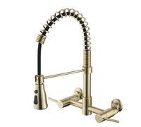 YWJFSA Robinet Mural Cuisine avec 3 Modes D'Écoulement Pivotant 360° Douchette Abaissée Robinetterie à Ressort Mitigeur Cuisine,Or