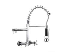 YWJFSA Robinet Mural Cuisine avec Douchette Abaissée Pivotant 360° D'Évier à Arc Élevé à Arc Élevé Robinetterie à Ressort Mitigeur Cuisine