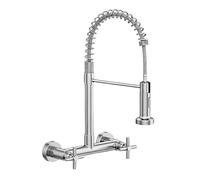 YWJFSA Robinet Mural Cuisine avec Douchette Abaissée Pivotant 360° Robinetterie à Ressort Mitigeur Cuisine Froid & Chaud Disponible,Design Moderne