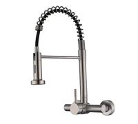 YWJFSA Robinet Mural Cuisine Douchette en Acier Inoxydable Robinet Cuisine Flexible avec 2 Types De Jet Robinets D'Évier à Poignée,Brossé