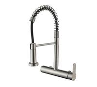 YWJFSA Robinet Mural Cuisine Douchette en Acier Inoxydable Robinet Cuisine Flexible avec 2 Types De Jet Robinets D'Évier à Poignée