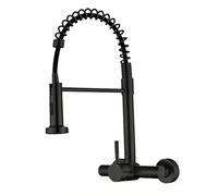 YWJFSA Robinet Mural Cuisine Douchette en Acier Inoxydable Robinet D'Évier à Poignée avec 2 Types De Jet Robinets Cuisine Spring Mitigeur,Noir