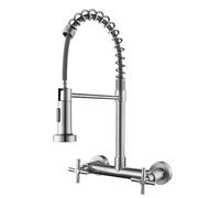 YWJFSA Robinet Mural Cuisine Douchette en Acier Inoxydable Robinets Cuisine Flexible avec 2 Types De Jet Robinet De Cuisine Rotatif